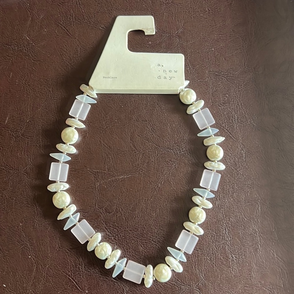 A New‎ Day Faux Freshwater Pearl and Sea Glass Necklace